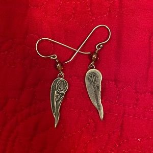 Silver 110th anniversary Harley Davidson wing earrings